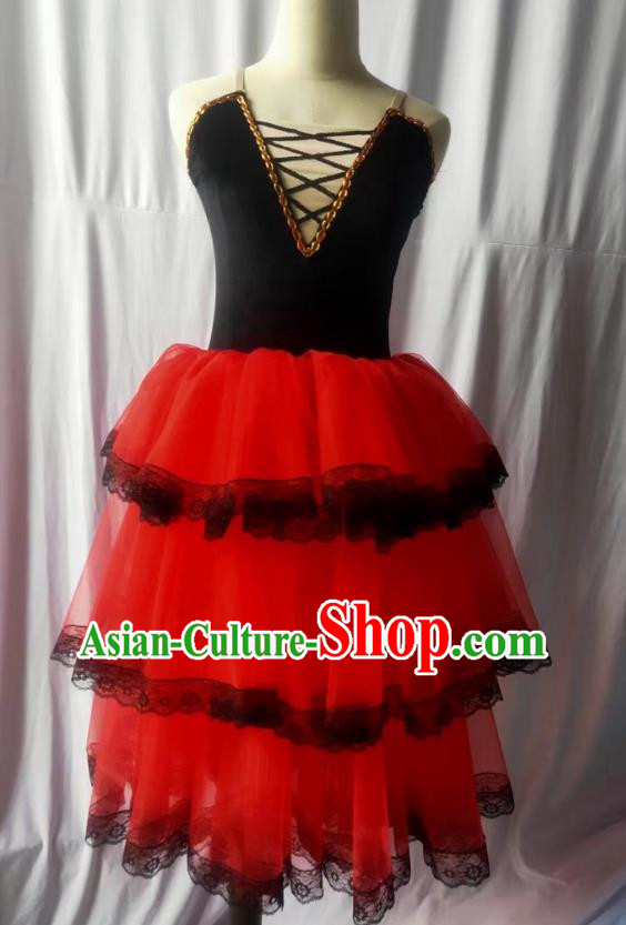 Ballet Costumes For Adults and Children Red Spanish Bullfighting Costume Don Quixote Long Gauze Skirt
