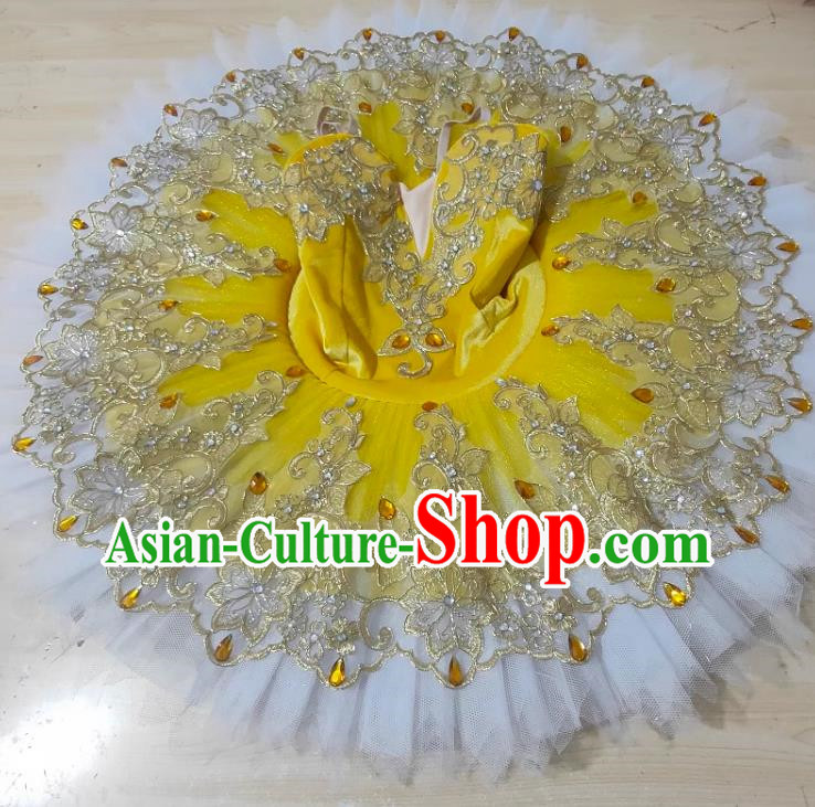 Yellow Girls Professional Ballet Skirt Dance Costume Children Swan Lake Performance Costume Tutu Skirt Children Little Swan Tutu Skirt