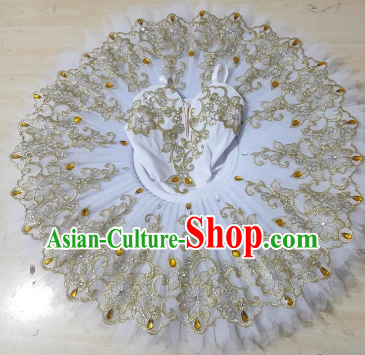 White Girls Professional Ballet Skirt Dance Costume Children Swan Lake Performance Costume Tutu Skirt Children Little Swan Tutu Skirt