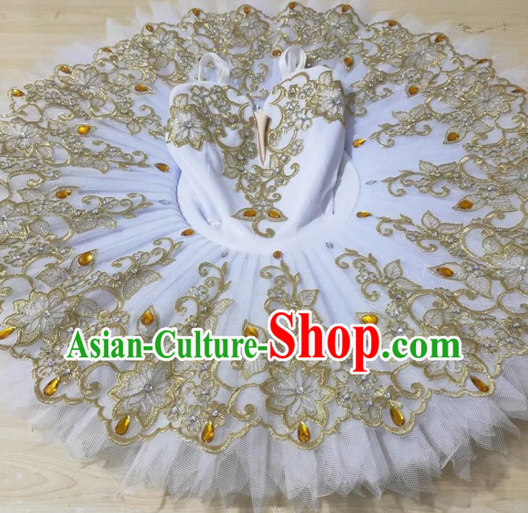 White Girls Professional Ballet Skirt Dance Costume Children Swan Lake Performance Costume Tutu Skirt Children Little Swan Tutu Skirt