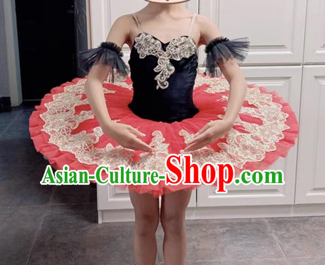 Children Professional Ballet Skirt Red Don Quixote Ballet Costume Competition Swan Lake TUTU Fluffy Gauze Skirt
