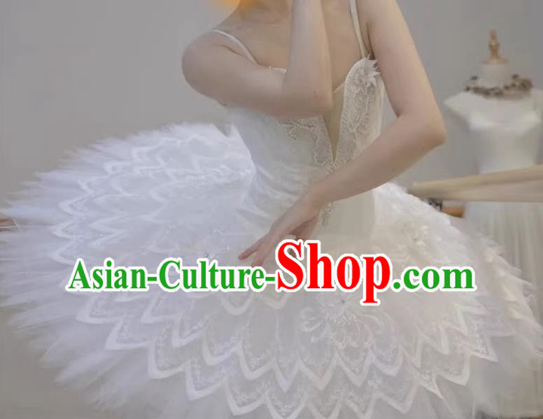 Tutu White Ballet Skirt Adult Professional Gauze Skirt Children Fluffy Little Swan Girls Swan Lake Performance Clothing
