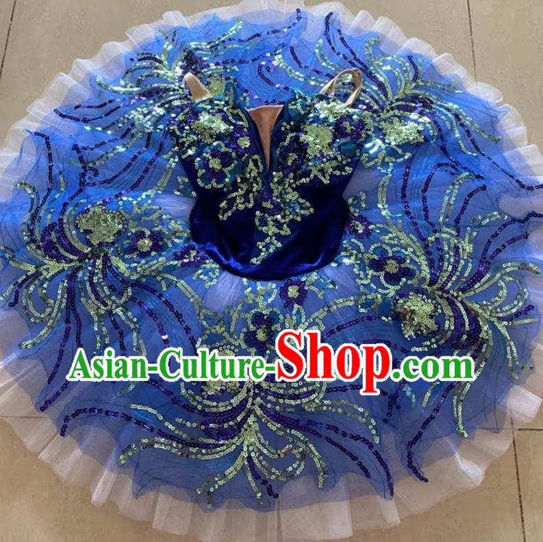 Ballet Tutu Skirt Children Little Swan Fluffy Yarn Suspenders Costumes Swan Lake Dance Professional Girls Bluebird
