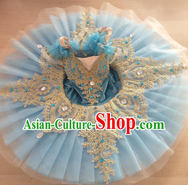 Ballet Skirt Children Performance Costume Gold Velvet Swan Lake Professional TUTU Little Swan Fluffy Sling Gauze Skirt