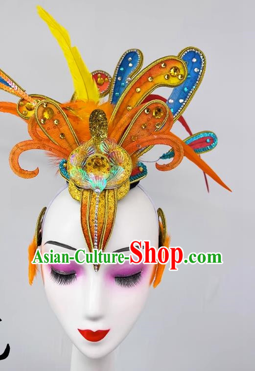 Chinese Dance Drama Crested Ibis Dance Dance Performance Feather Three Dimensional Headdress Children Performance Stage Performance Dance Hair Accessories Catwalk Show