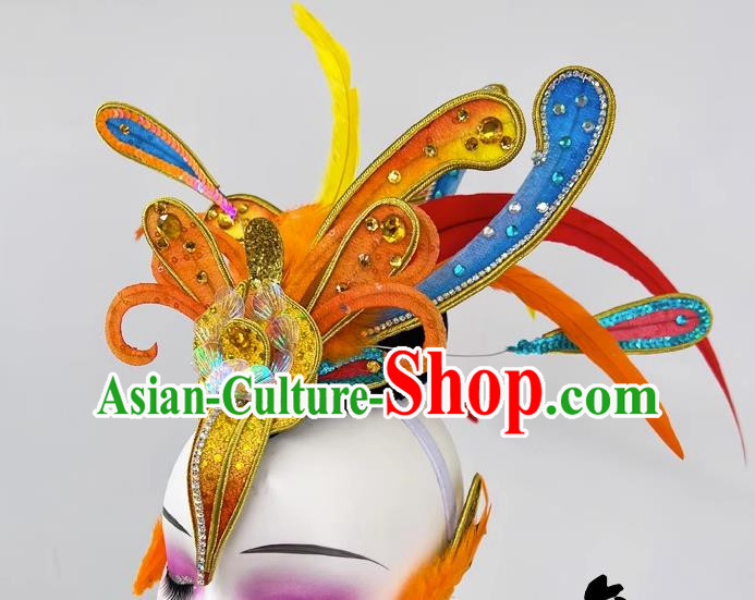 Chinese Dance Drama Crested Ibis Dance Dance Performance Feather Three Dimensional Headdress Children Performance Stage Performance Dance Hair Accessories Catwalk Show