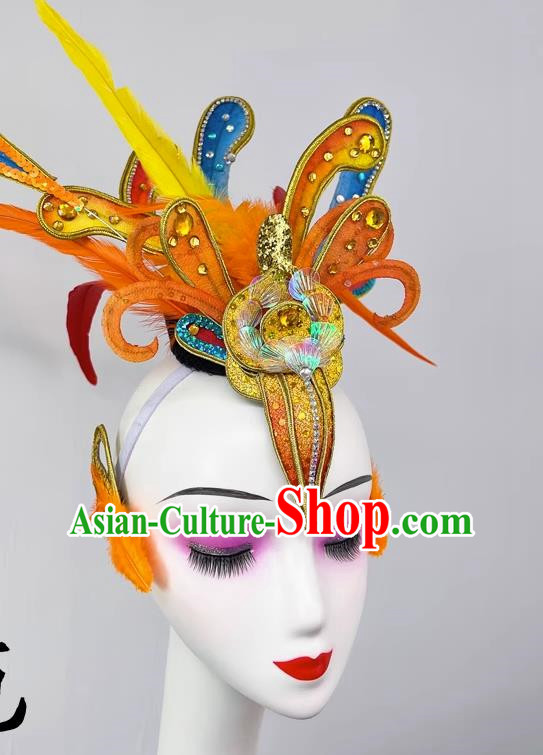 Chinese Dance Drama Crested Ibis Dance Dance Performance Feather Three Dimensional Headdress Children Performance Stage Performance Dance Hair Accessories Catwalk Show