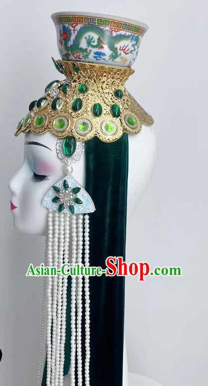Mongolian Hair Band Tassel Style Art Test National Top Bowl Dance Children Dance Hair Accessories Top Bowl Hat With Rack Top Bowl Headdress