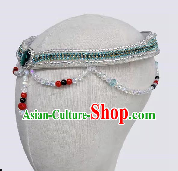 Mongolian Ethnic Dance Headdress Female Performance Headdress Beaded Beads Handmade Headdress Female Performance Dance Costume Accessories
