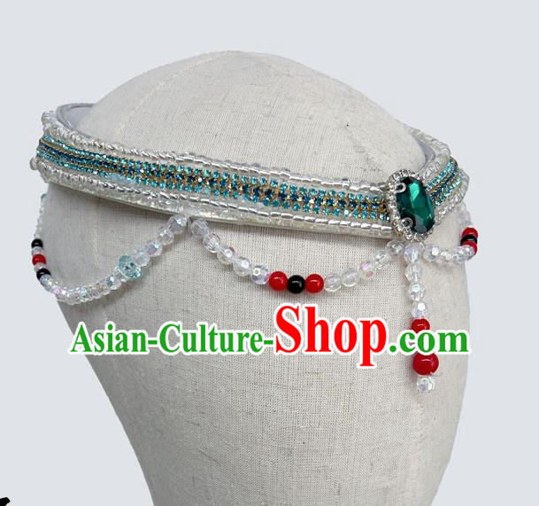Mongolian Ethnic Dance Headdress Female Performance Headdress Beaded Beads Handmade Headdress Female Performance Dance Costume Accessories