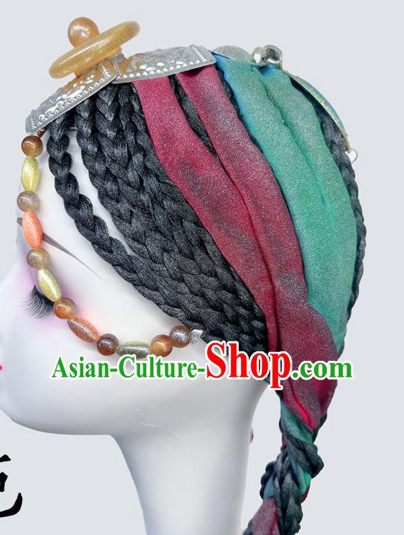 Mongolian Dance Headwear Women Mongolian Minority Dance Hat Mongolian Robe Costume Headwear Wig