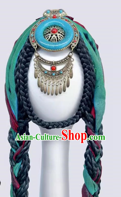 Mongolian Dance Headwear Women Mongolian Minority Dance Hat Mongolian Robe Costume Headwear Wig