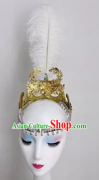 Golden Uighur Feather Dance Performance Headdress Female Xinjiang Uyghur Headdress