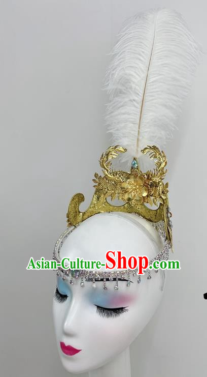 Golden Uighur Feather Dance Performance Headdress Female Xinjiang Uyghur Headdress