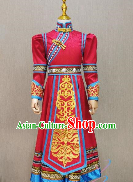 Red Children Mongolian Dance Costume Happy Sunshine Girl Solo Mongolian Costume Female Skirt