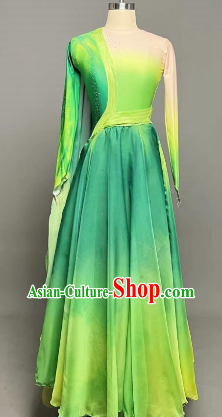 Classical Dance Tage Line Ancient Style Green Elegant Gradient Chinese Style Large Swing Skirt Costume