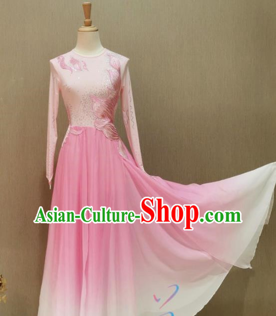 Fuqu Classical Dance Costume Female Pink Gradient Fan Dance Elegant Chinese Style Costume