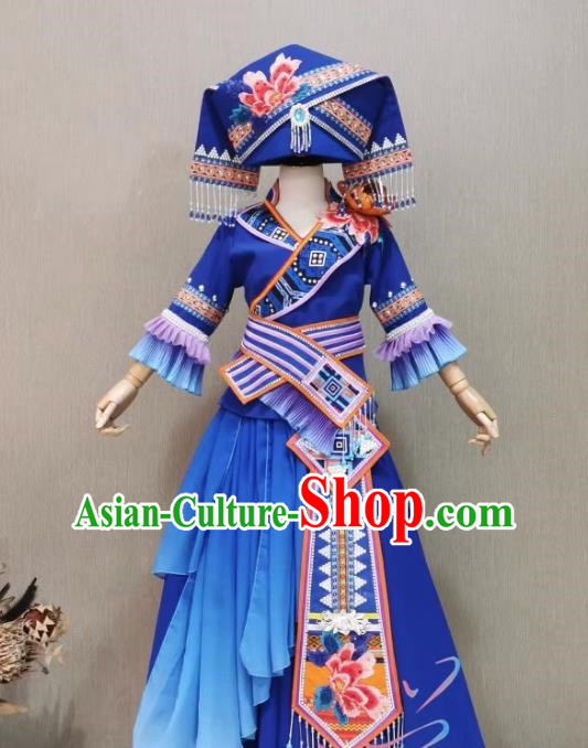 Children Zhuang Costumes Guangxi March 3 Ethnic Minority Performance Costumes 56 Ethnic Minorities