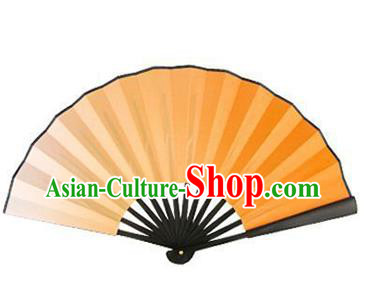 China Handmade Paper Fan Dance Contest Fan Classical Dance Light Orange Folding Fan