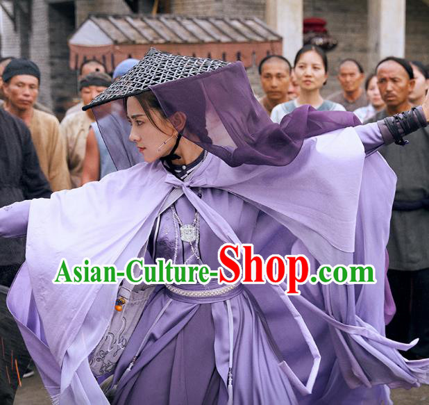China Traditional Chivalrous Women Purple Dress Wuxia TV Series Fei Hu Wai Zhuan Yuan Ziyi Clothing Ancient Female Swordsman Costumes