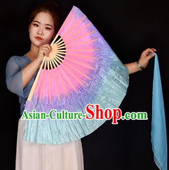 China Handmade Fan Yangko Dance Fan Folk Dance Colorful Fan Women Group Dance Ribbon Fan