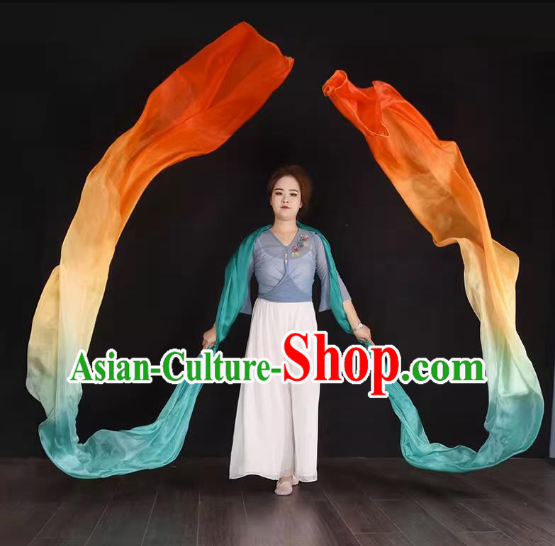 China Women Solo Dance Fan Handmade Long Ribbon Classical Dance Silk Water Sleeve