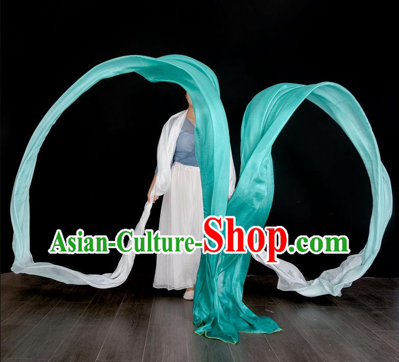 China Classical Dance Water Sleeve Women Solo Dance Silk Handmade Mint Green Long Ribbon