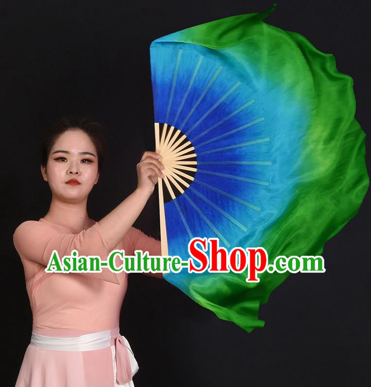 China Jiaozhou Yangko Dance Silk Fan Handmade Ribbon Fan Classical Dance Fan