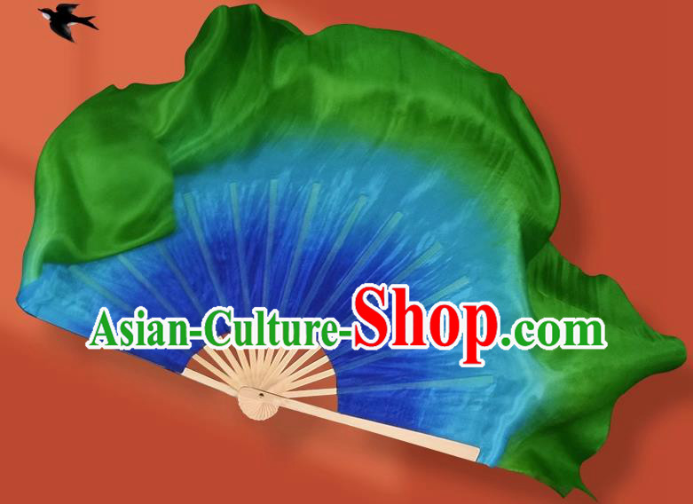China Jiaozhou Yangko Dance Silk Fan Handmade Ribbon Fan Classical Dance Fan