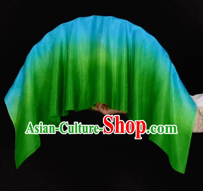 China Jiaozhou Yangko Dance Silk Fan Handmade Ribbon Fan Classical Dance Fan