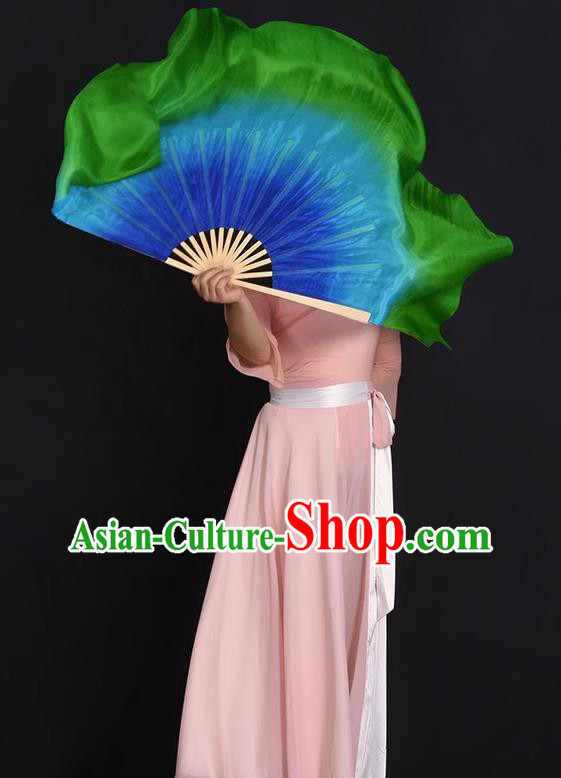 China Jiaozhou Yangko Dance Silk Fan Handmade Ribbon Fan Classical Dance Fan