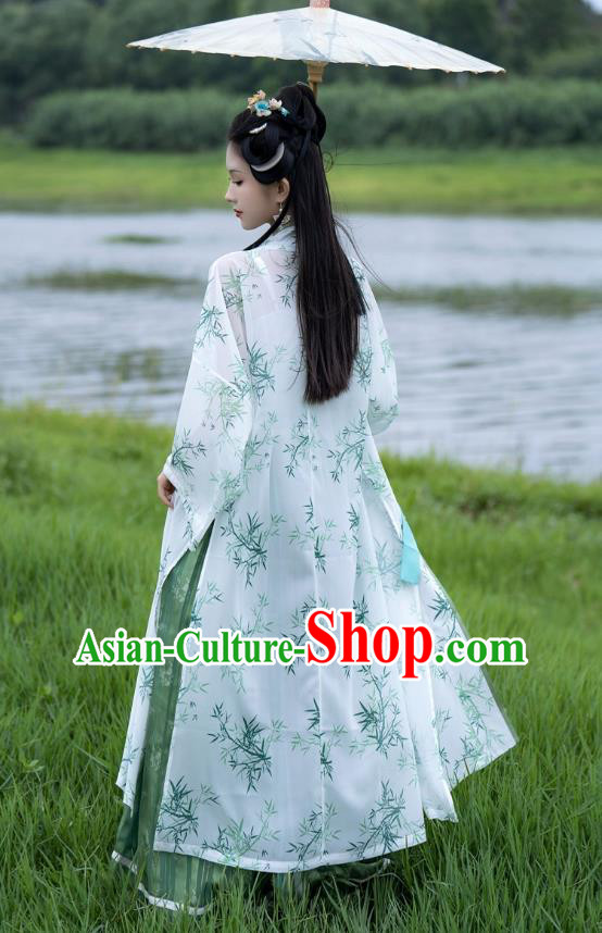 China Woman Hanfu Song Dynasty Young Lady Clothing Ancient Civilian Female Printing Bamboo Costumes