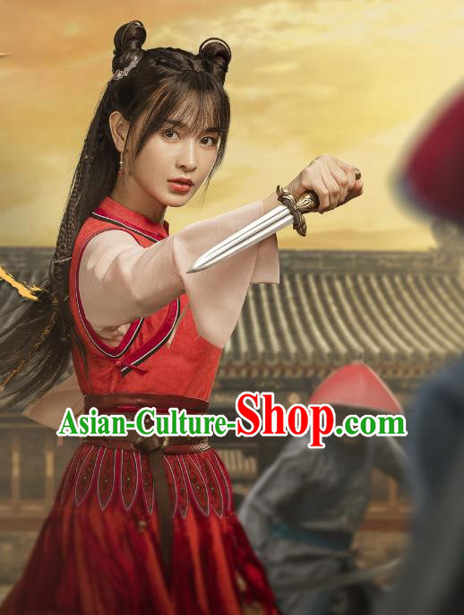 China TV Series Fei Hu Wai Zhuan Ancient Swordswoman Clothing Qing Dynasty Female Warrior Red Costumes