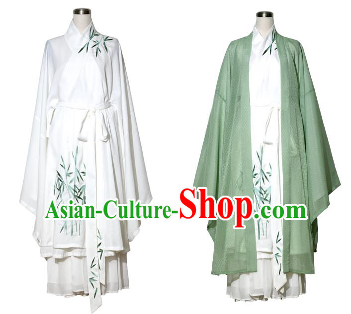 China Ancient Noble Woman Green Dress Clothing Wei Jin Dynasty Young Lady Costumes