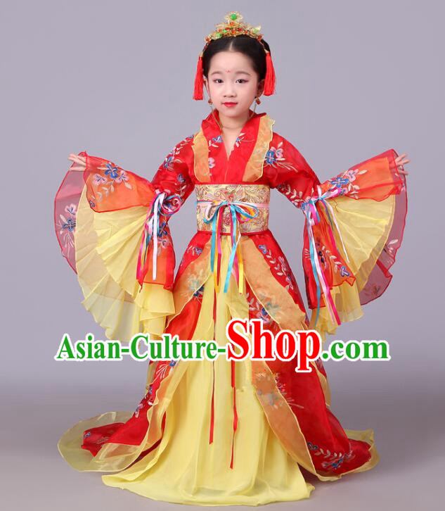 Chinese Tang Dynasty Princess Clothing Children Hanfu Dress Ancient Fairy Costumes