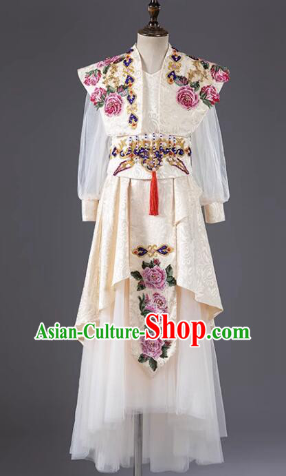 Top China Show Embroidered Costume Children Catwalks Clothing Model Contest Dress