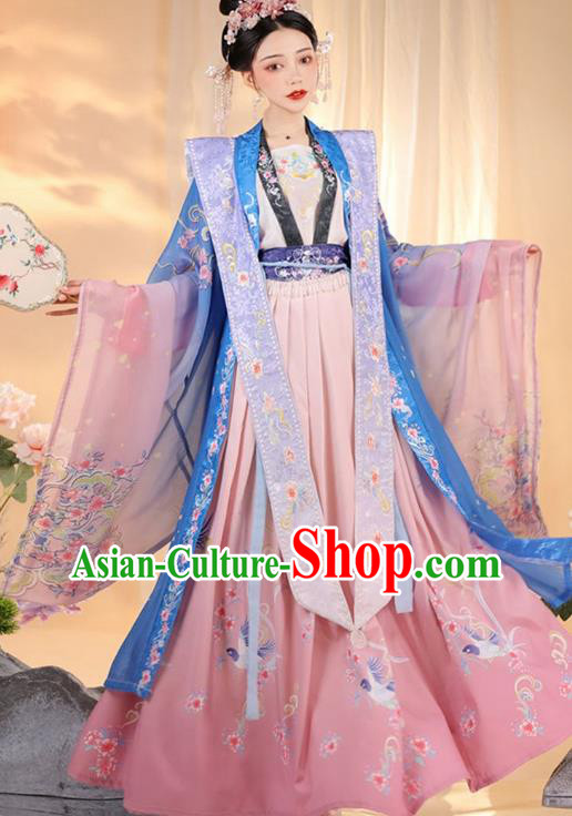 China Song Dynasty Imperial Consort Clothing Ancient Royal Empress Costumes Traditional Palace Hanfu Dress Complete Set