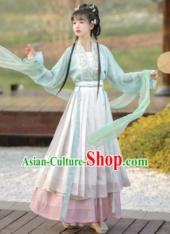 China Song Dynasty Young Lady Clothing Ancient Woman Costumes Traditional Hanfu Dresses