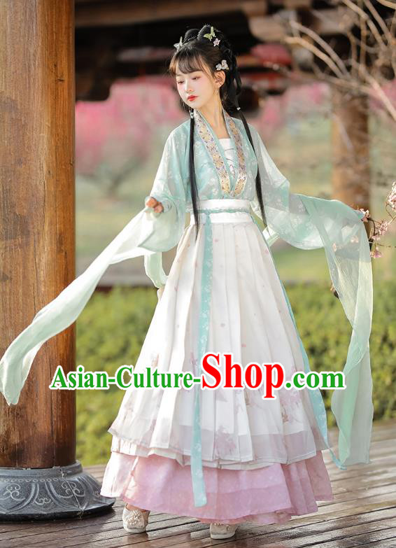 China Song Dynasty Young Lady Clothing Ancient Woman Costumes Traditional Hanfu Dresses