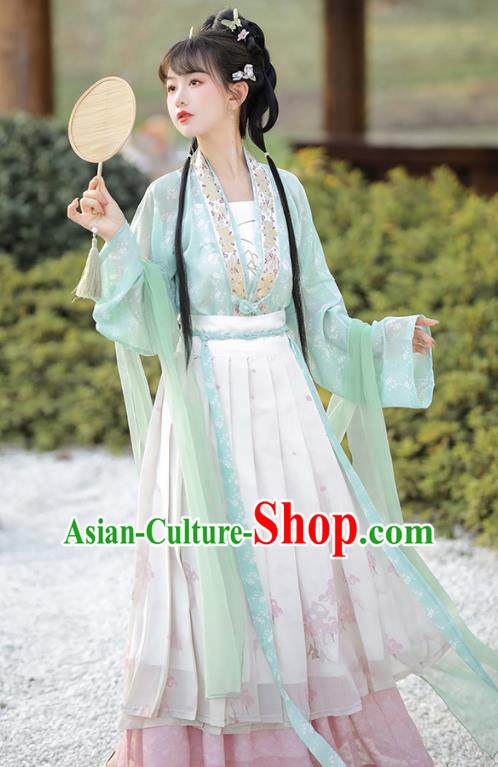 China Song Dynasty Young Lady Clothing Ancient Woman Costumes Traditional Hanfu Dresses