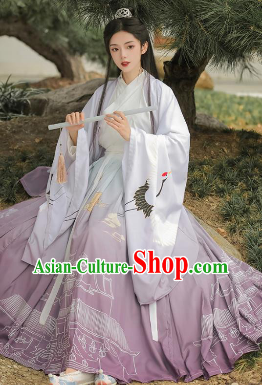China Jin Dynasty Swordsman Clothing Ancient Handsome Childe Costumes Traditional Lilac Hanfu Outfit