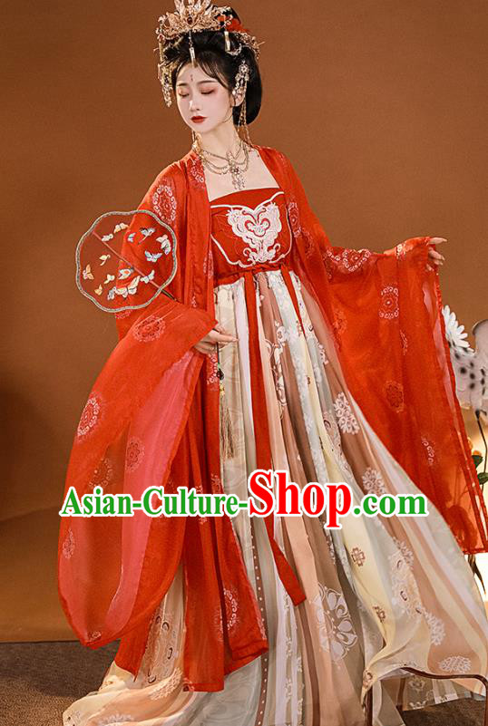 China Traditional Embroidered Hanfu Dresses Tang Dynasty Imperial Consort Clothing Ancient Palace Woman Garments Costumes Complete Set