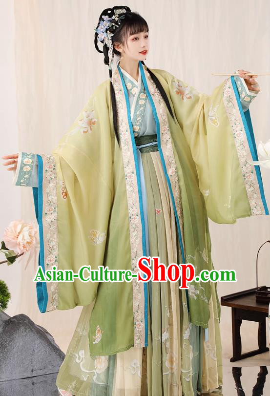 China Ancient Royal Princess Clothing Traditional Woman Green Hanfu Dress Song Dynasty Noble Lady Costumes