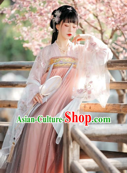 China Traditional Ruqun Hanfu Dress Song Dynasty Young Woman Costumes Ancient Royal Princess Clothing