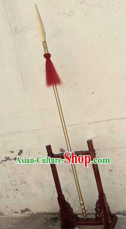 Top Brass Fire Tipped Spear Wushu Red Tassel Spear Handmade Zhao Zilong Long Spear