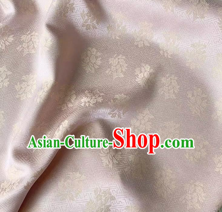 Lilac China Mulberry Silk Classical Trumpet Creeper Pattern Cloth Hanfu Fabric Traditional Jacquard Crepe