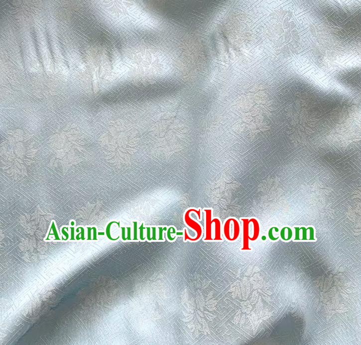 Alice Blue China Classical Trumpet Creeper Pattern Cloth Hanfu Fabric Traditional Jacquard Crepe Mulberry Silk
