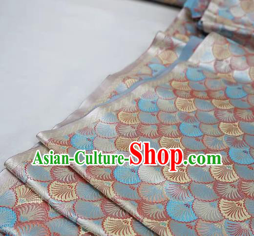 Silver White China Drapery Traditional Brocade Fabric Hanfu Classical Pine Needle Pattern Design Cloth