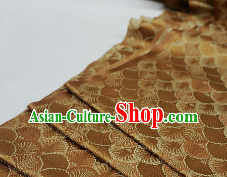 Brown China Classical Pine Needle Pattern Design Cloth Hanfu Drapery Traditional Brocade Fabric