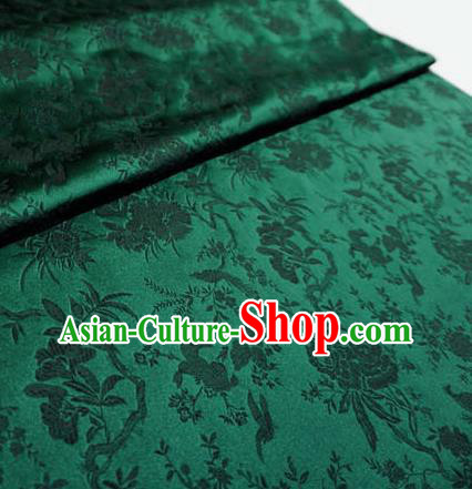 Atrovirens China Classical Flower Bird Pattern Design Cloth Cheongsam Drapery Traditional Brocade Fabric